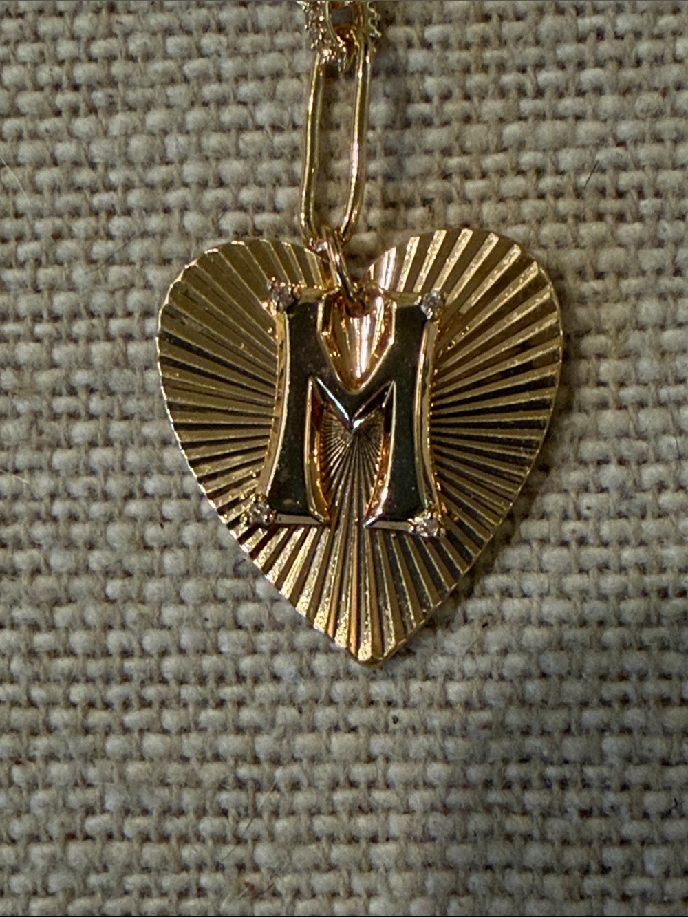 Anthropologie Gold Monogram "M" Fluted Heart Pendant Necklace/NWT - Picture 6 of 12